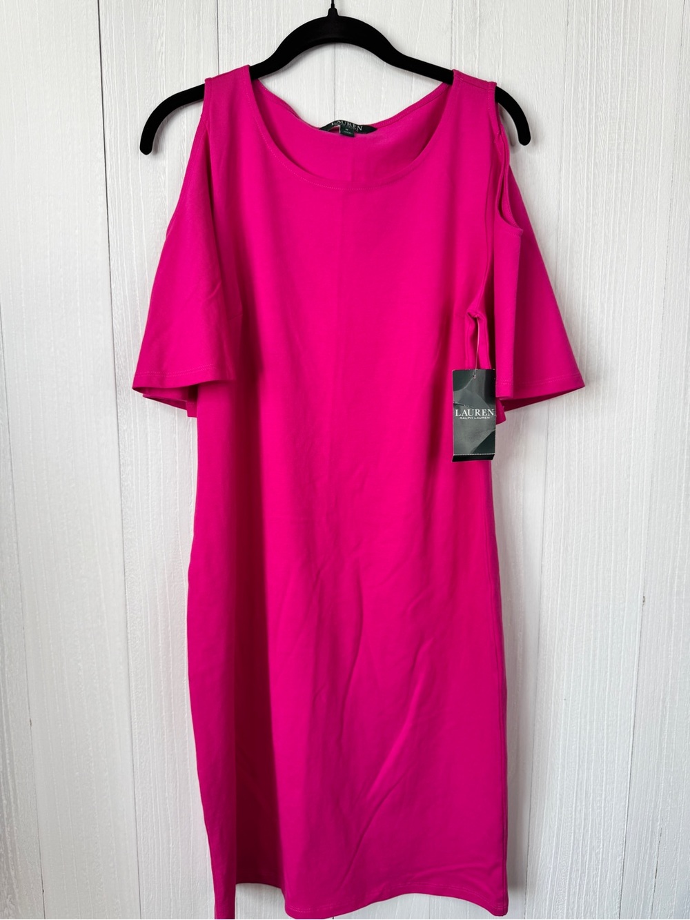 Lauren Ralph Lauren Pink Cold-Shoulder Knee-Length Dress - M